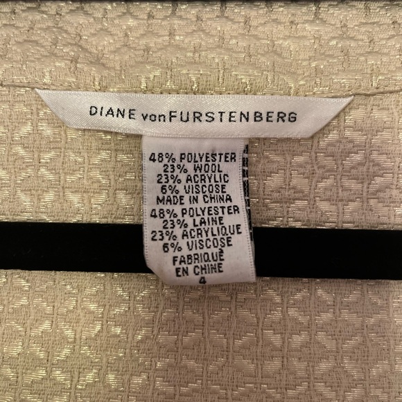 Diane Von Furstenberg Gold Jacquard Inverted Pleat Detail Ayuka Dress - Size 4 - Picture 2 of 7